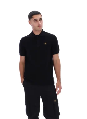 Polo negro de punto texturizado Sander