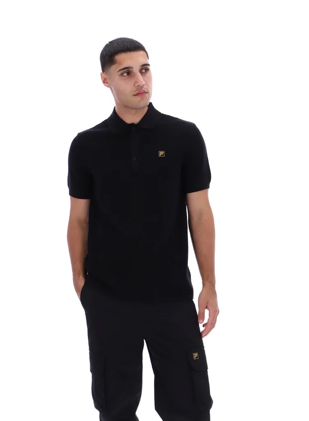 Polo negro de punto texturizado Sander