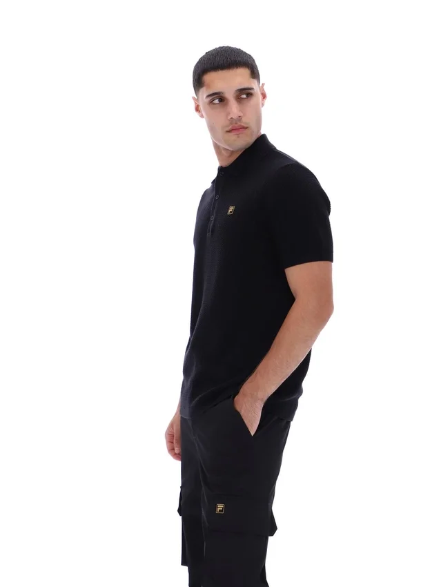 Polo negro de punto texturizado Sander