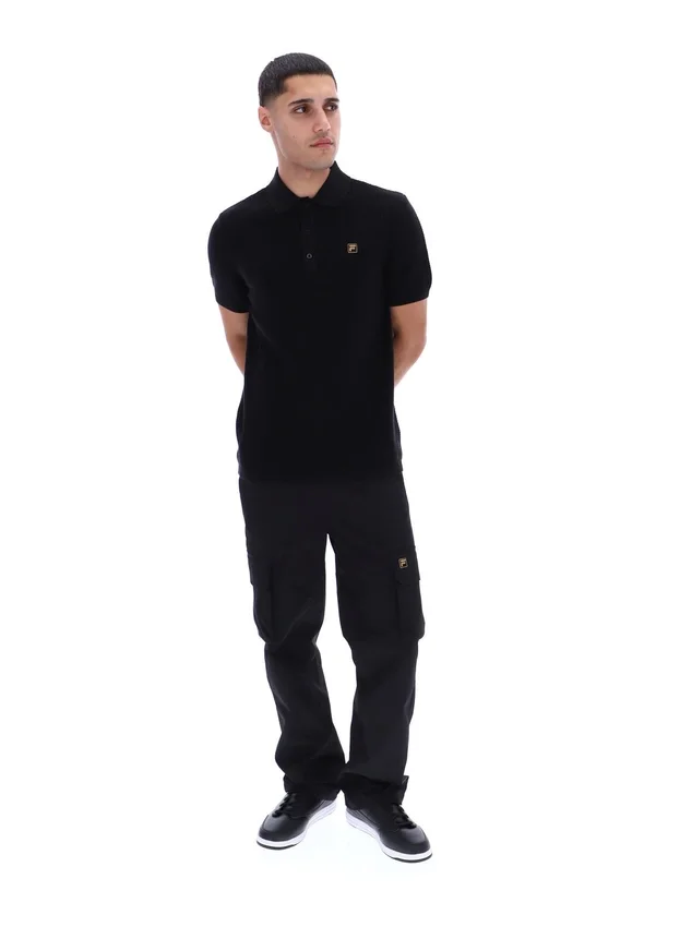 Polo negro de punto texturizado Sander