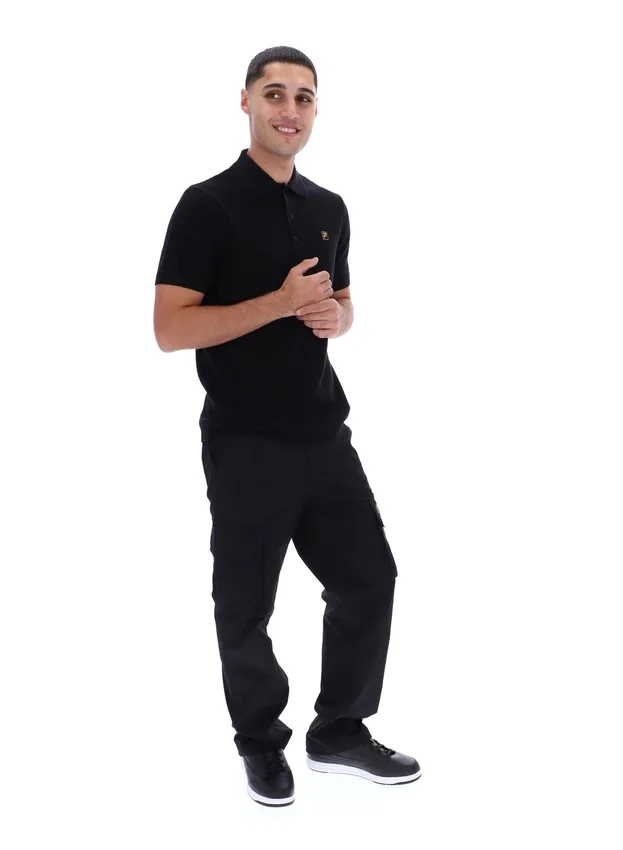 Polo negro de punto texturizado Sander