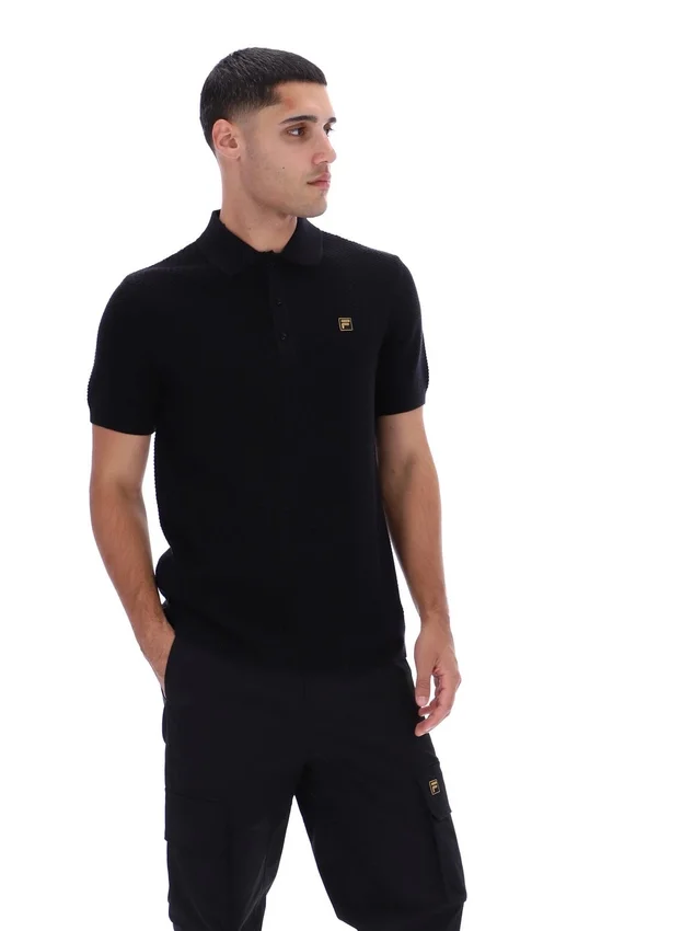 Polo negro de punto texturizado Sander