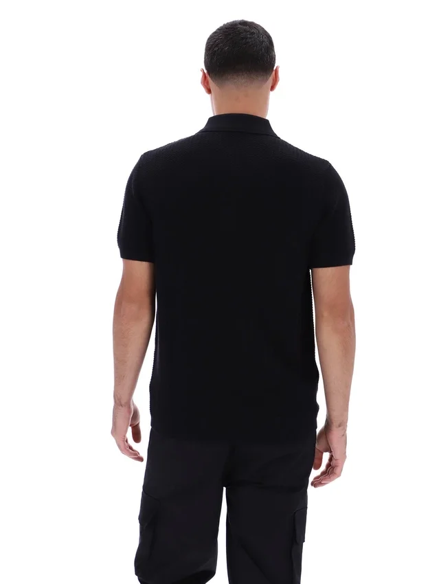 Polo negro de punto texturizado Sander