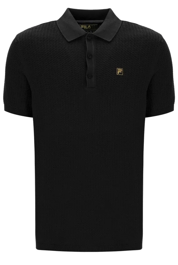 Polo negro de punto texturizado Sander