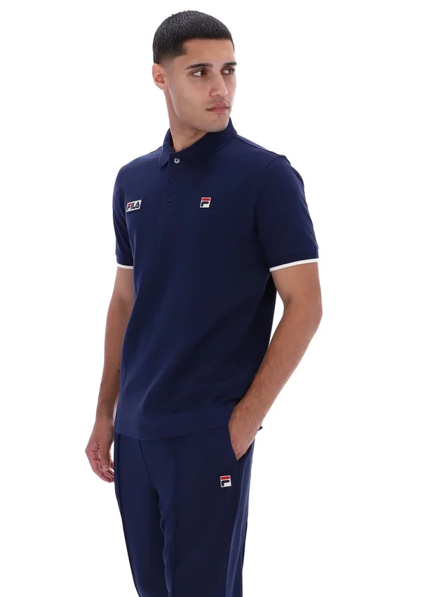 Polo Pablo de Fila en azul deslumbrante con tres botones y ribete
