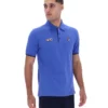 Polo Pablo de tres botones con ribete en azul deslumbrante