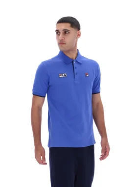 Polo Pablo de tres botones con ribete en azul deslumbrante