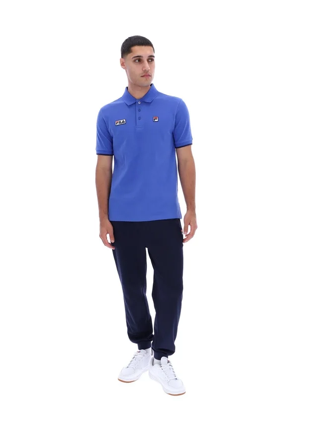Polo Pablo de tres botones con ribete en azul deslumbrante