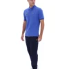 Polo Pablo de tres botones con ribete en azul deslumbrante