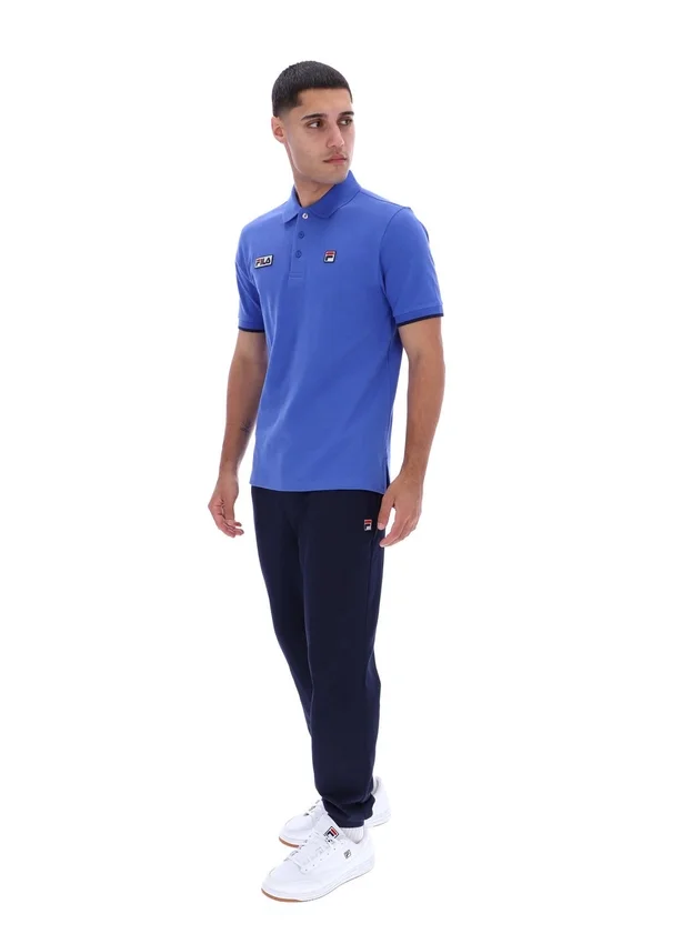Polo Pablo de tres botones con ribete en azul deslumbrante