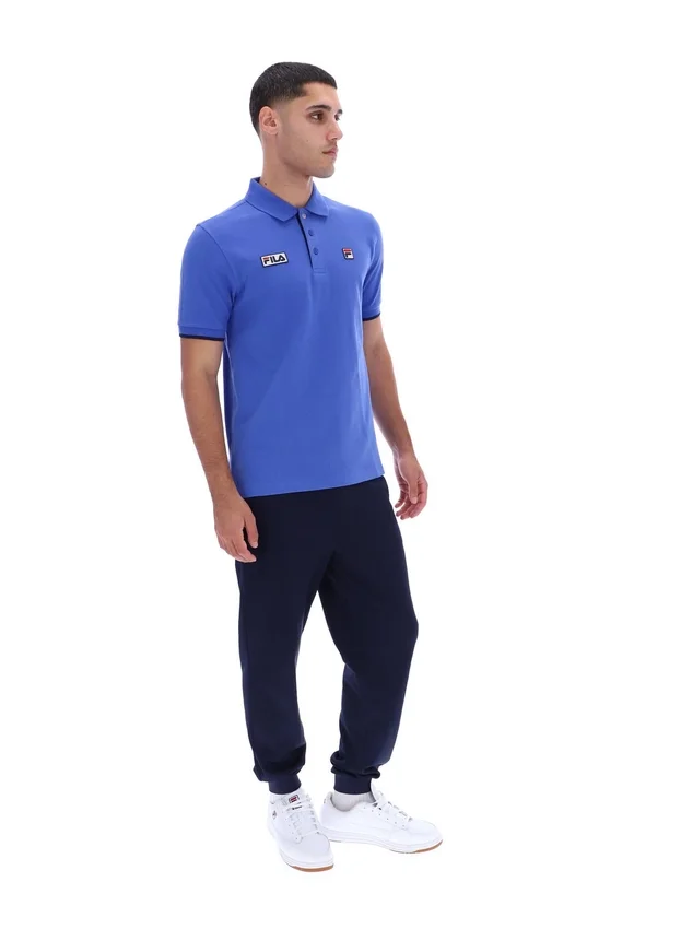 Polo Pablo de tres botones con ribete en azul deslumbrante