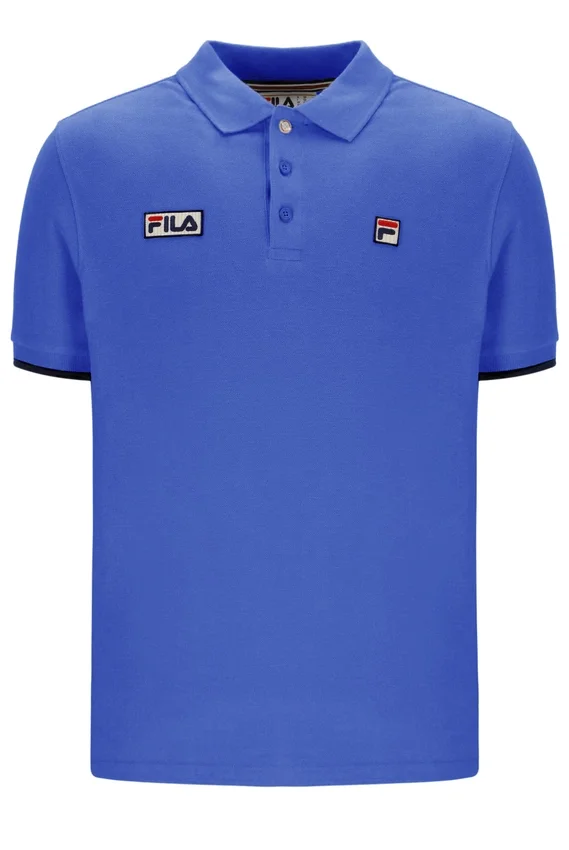 Polo Pablo de tres botones con ribete en azul deslumbrante