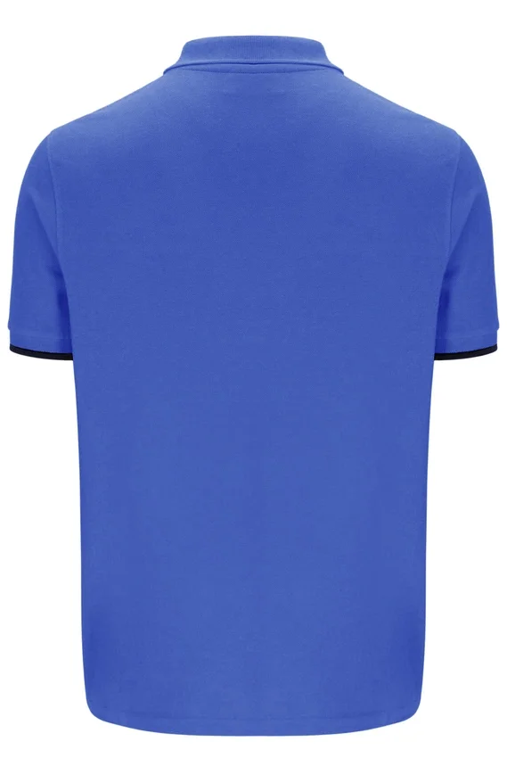 Polo Pablo de tres botones con ribete en azul deslumbrante