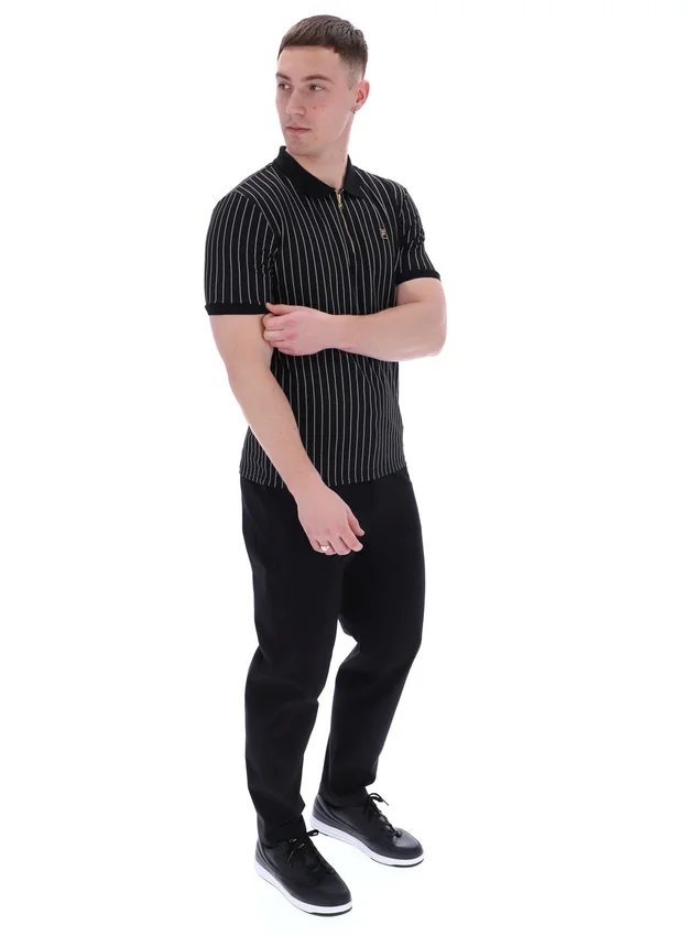 Polo Patton con rayas jacquard en negro