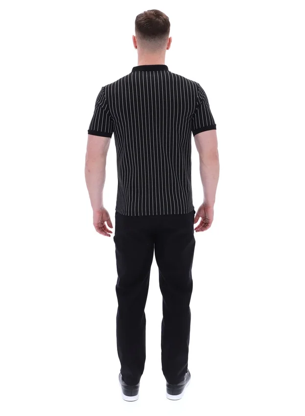 Polo Patton con rayas jacquard en negro