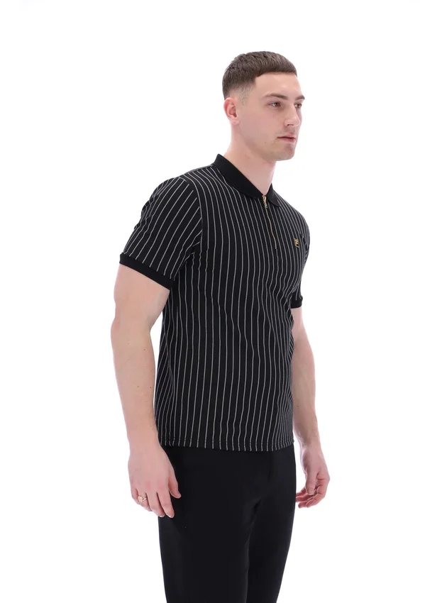 Polo Patton con rayas jacquard en negro