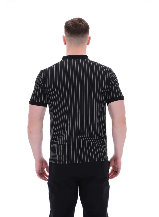 Polo Patton con rayas jacquard en negro