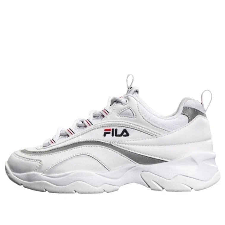 Ray VNTG: tenis gruesos en blanco/plateado