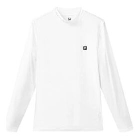 Serie Atlética, ajuste ceñido, cuello redondo, camiseta de gimnasio de manga larga, blanco