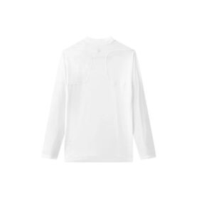 Serie Atlética, ajuste ceñido, cuello redondo, camiseta de gimnasio de manga larga, blanco