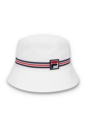 Sombrero tipo bucket con rayas Heritage en blanco
