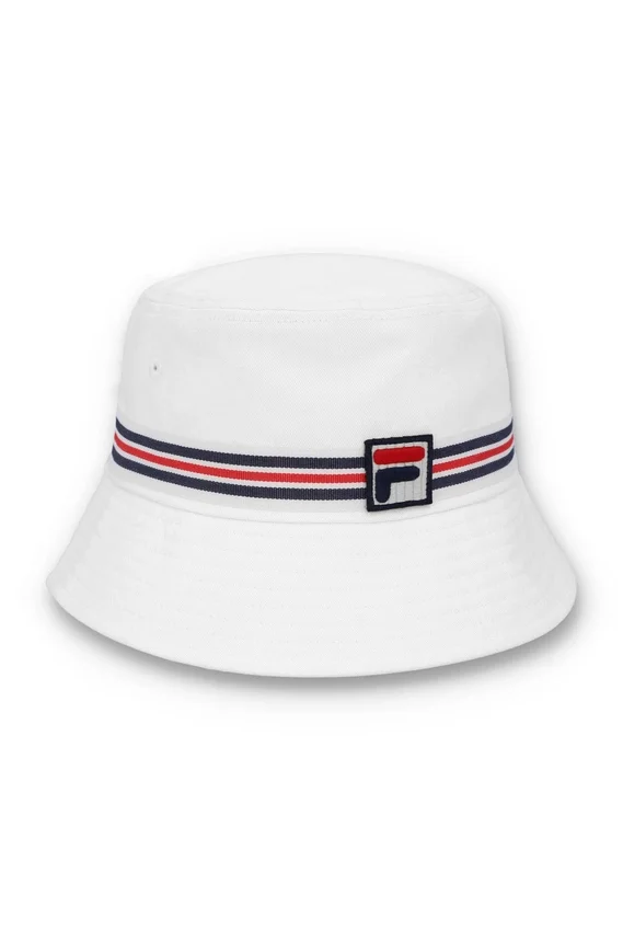 Sombrero tipo bucket con rayas Heritage en blanco
