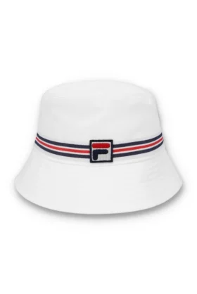 Sombrero tipo bucket con rayas Heritage en blanco