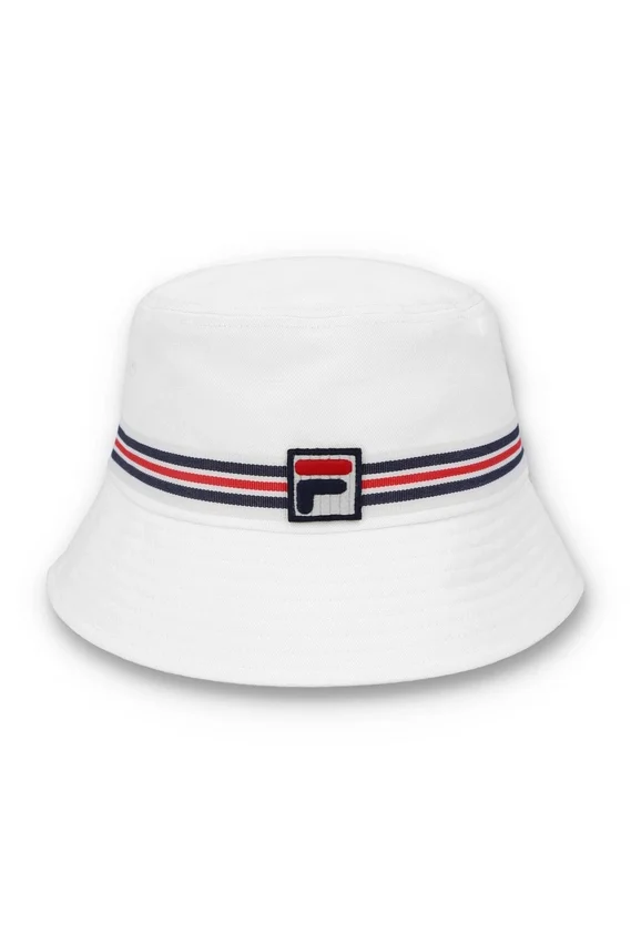 Sombrero tipo bucket con rayas Heritage en blanco