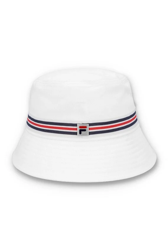Sombrero tipo bucket con rayas Heritage en blanco