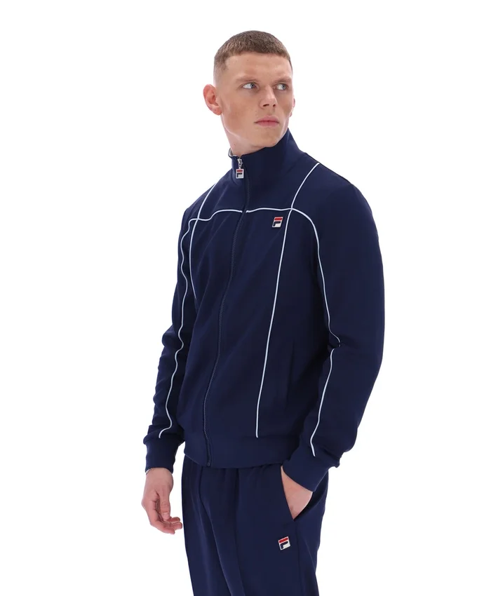 Sudadera Armando de Fila en azul marino con ribetes en contraste en la parte delantera y trasera de la chaqueta de chándal