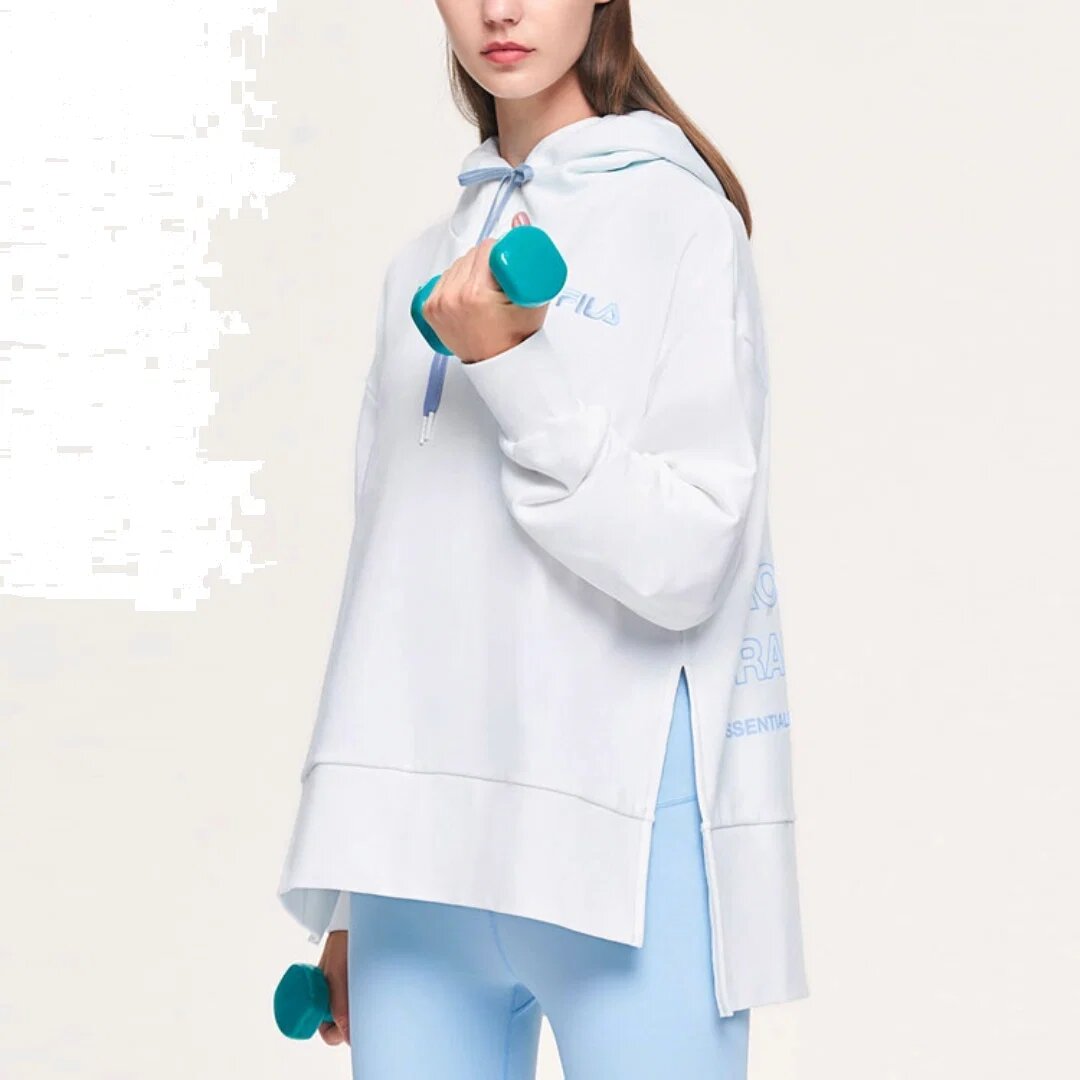 Sudadera con capucha asimétrica y dobladillo dividido de Athletics «Blanco Azul»