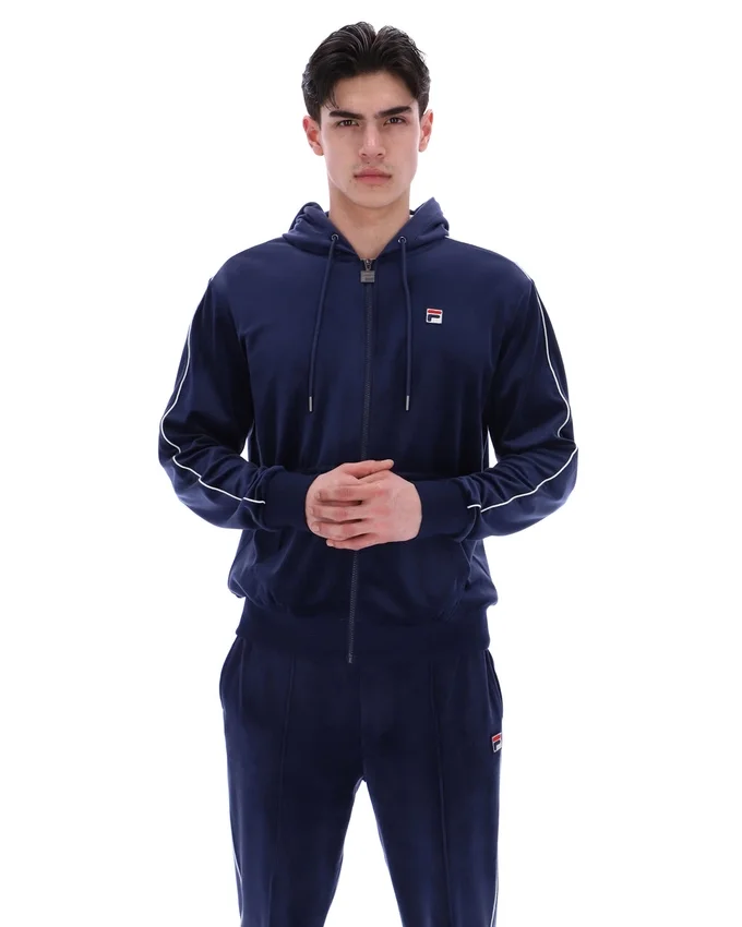 Sudadera con capucha Fila Italo Velour azul marino