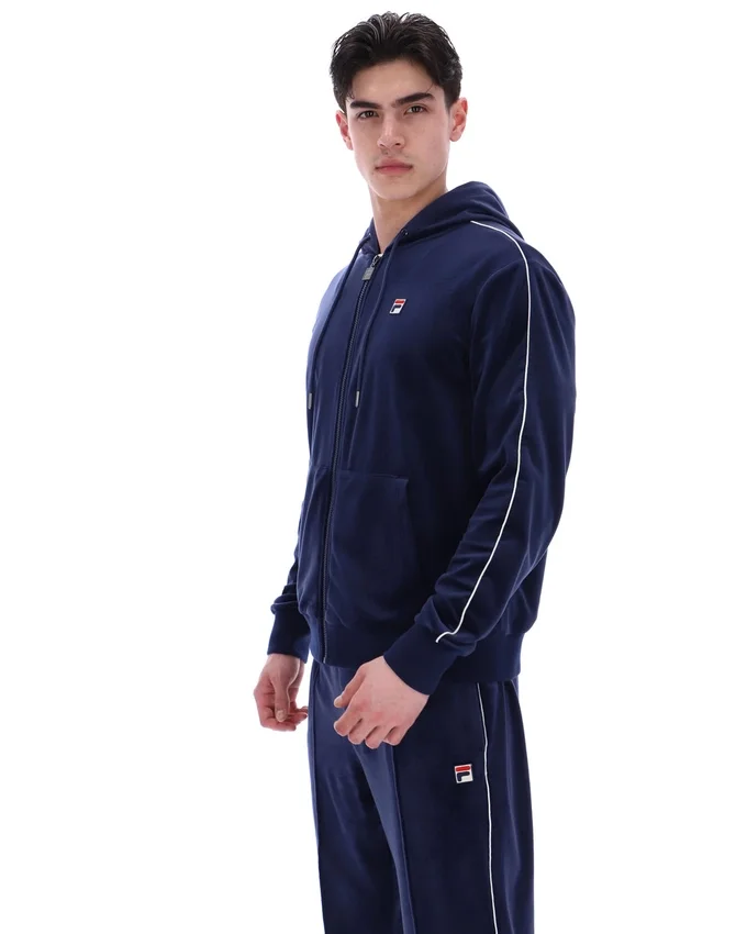 Sudadera con capucha Fila Italo Velour azul marino