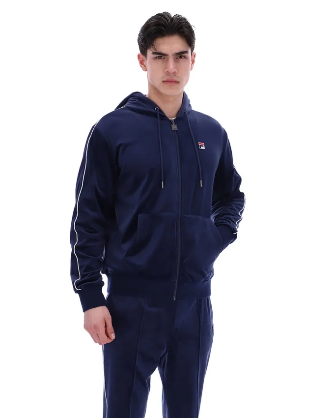 Sudadera con capucha Fila Italo Velour azul marino