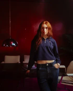 Sudadera con capucha y cremallera de 1/4 Fila Navy Fiorella