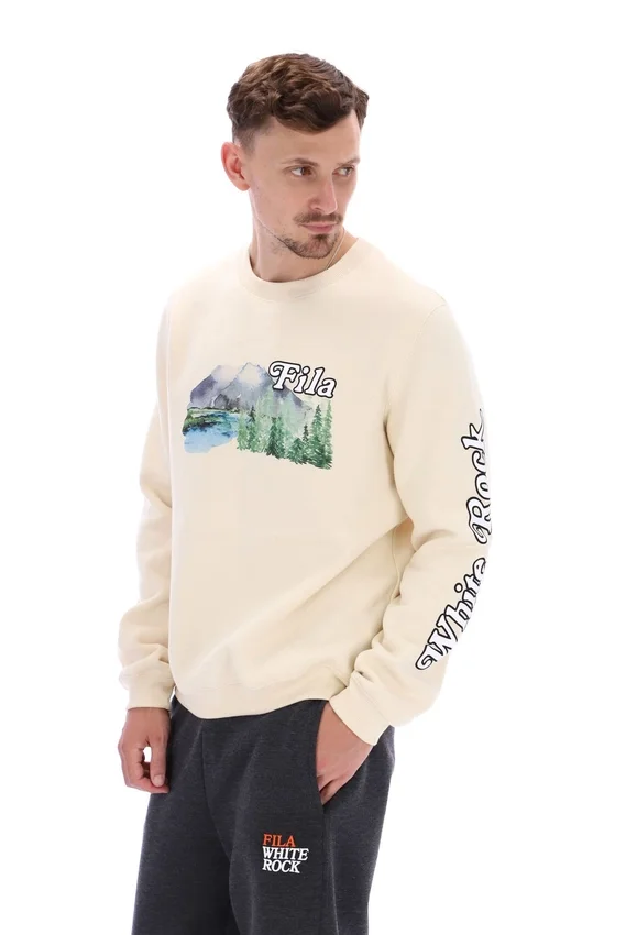 Sudadera con cuello redondo y estampado Len en blanco