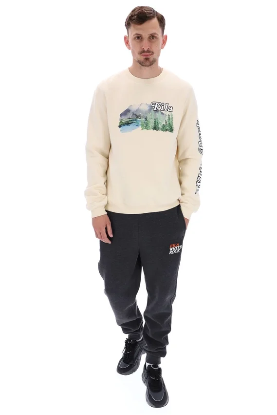Sudadera con cuello redondo y estampado Len en blanco