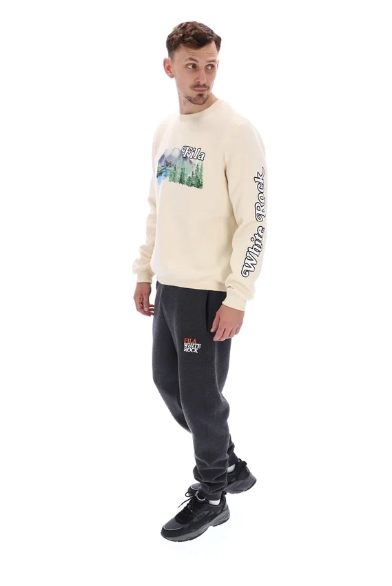 Sudadera con cuello redondo y estampado Len en blanco