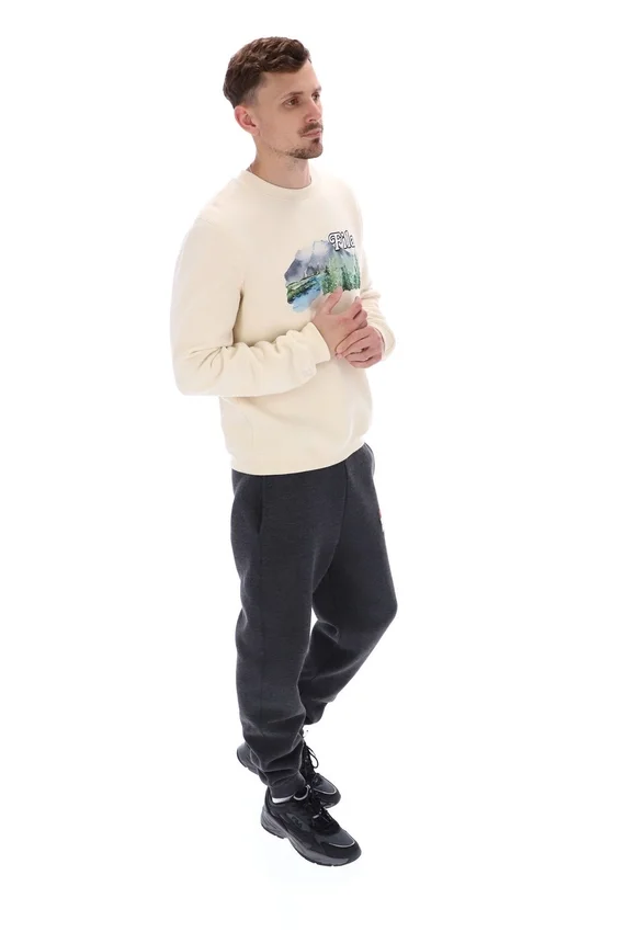 Sudadera con cuello redondo y estampado Len en blanco