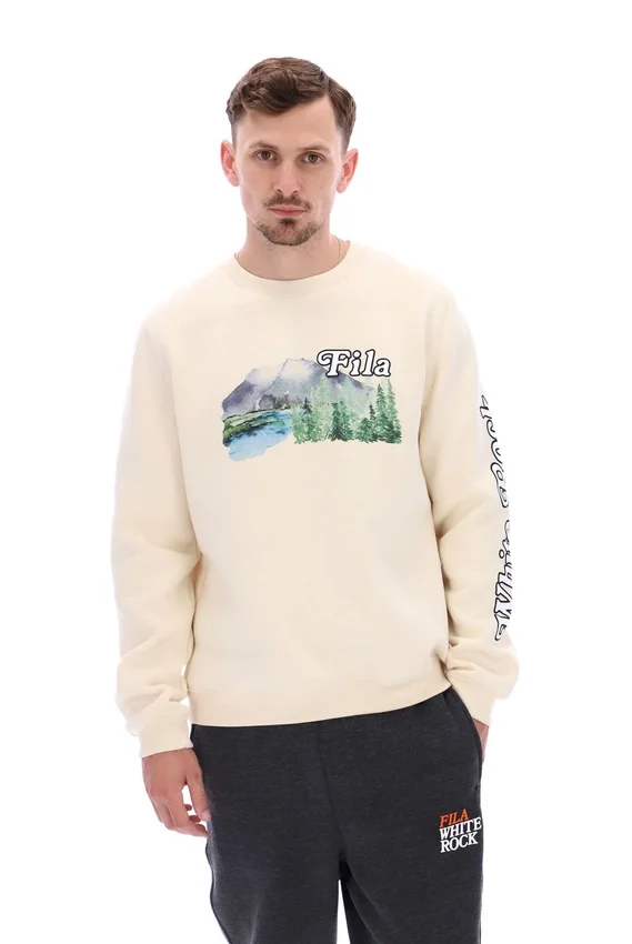 Sudadera con cuello redondo y estampado Len en blanco