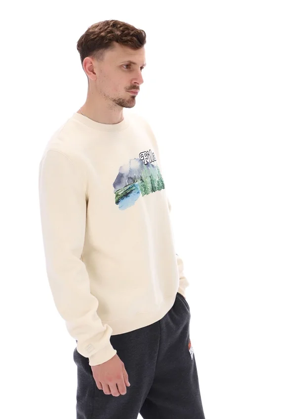 Sudadera con cuello redondo y estampado Len en blanco