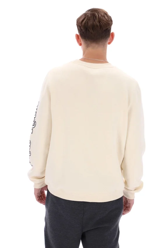 Sudadera con cuello redondo y estampado Len en blanco