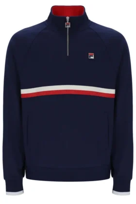 Sudadera con cuello y cremallera de 1/4 Rolando de Fila en azul marino
