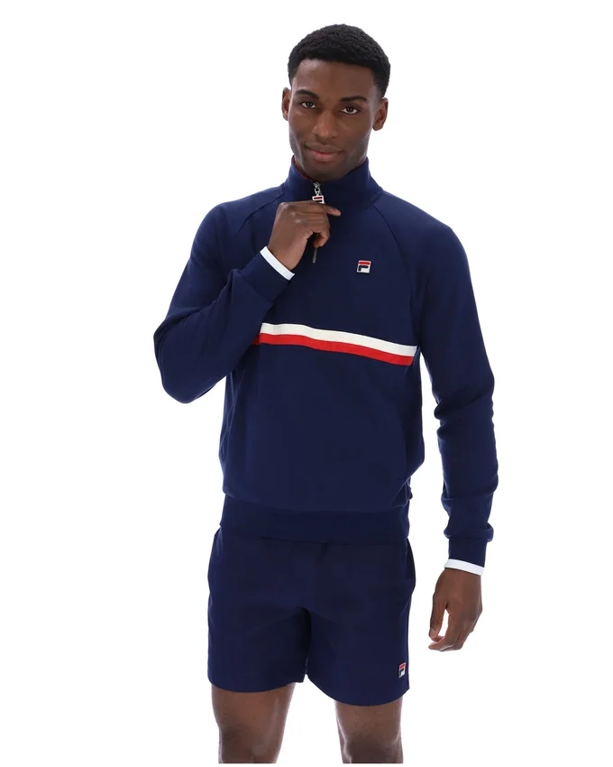 Sudadera con cuello y cremallera de 1/4 Rolando de Fila en azul marino