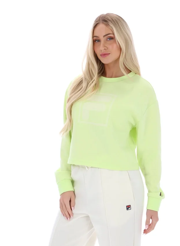 Sudadera de cuello redondo ancho Jorie en color lima sombra
