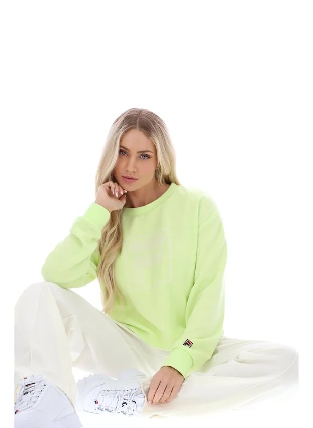 Sudadera de cuello redondo ancho Jorie en color lima sombra