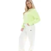 Sudadera de cuello redondo ancho Jorie en color lima sombra