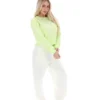 Sudadera de cuello redondo ancho Jorie en color lima sombra