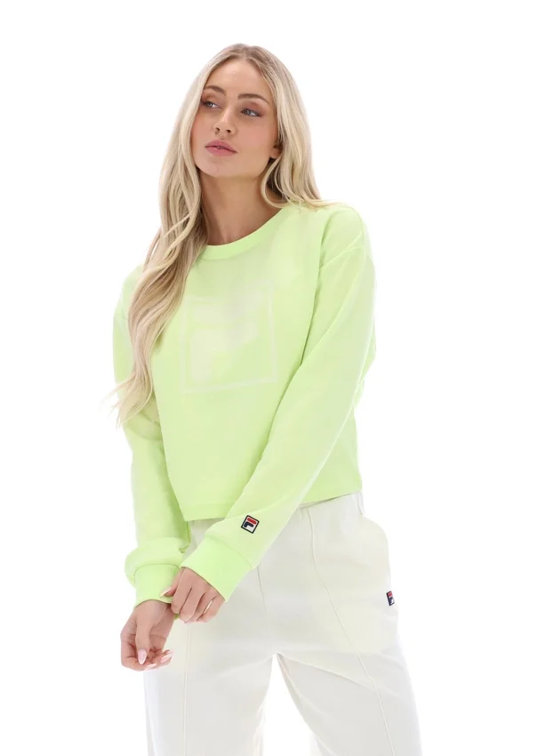 Sudadera de cuello redondo ancho Jorie en color lima sombra
