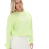 Sudadera de cuello redondo ancho Jorie en color lima sombra